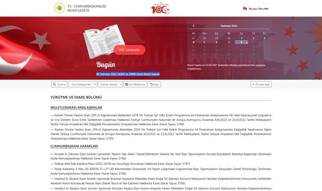 Resmi Gazete (8 Temmuz 2022) kritik karar ve yönetmelikler neler?