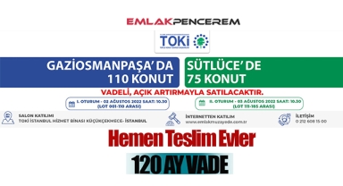 TOKİ İstanbul'da 2 projede hemen tapu, hemen teslim 120 ay vadeyle 185 konut satacak