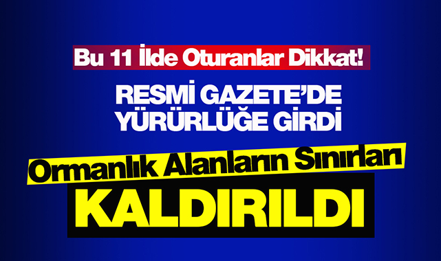 Bu 11 il için flaş orman sınırları kararı! Resmi Gazete'de yürürlüğe girdi
