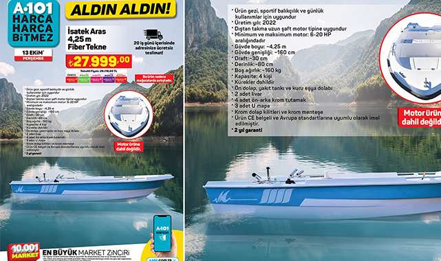 A101 tekne işini çok sevdi! A101 aktüel kataloğuna yine tekne koydu - sudan ucuz tekne fiyatı şaşırttı