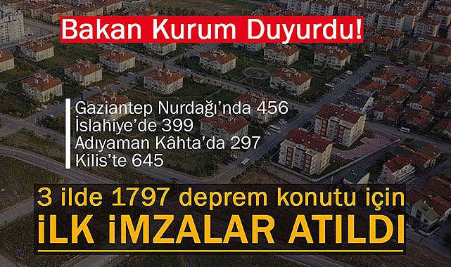 Bakan Kurum duyurdu: "3 ilin deprem evleri için TOKİ ilk imzaları attı"