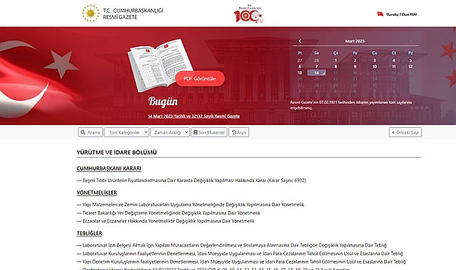 Resmi Gazete 14.03.2023 tarihli kararlar
