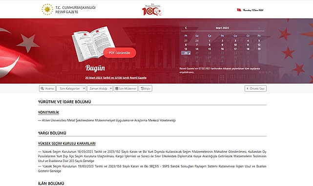 Resmi Gazete 20.03.2023 tarihli kritik kararlar neler?