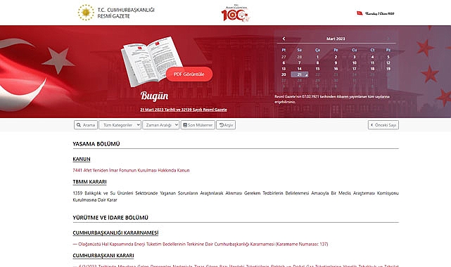 Resmi Gazete 21 Mart 2023 tarihli kararları neler?