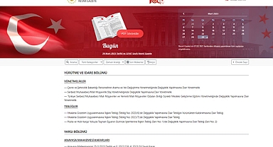 Resmi Gazete 29 Mart 2023 tarihinde yürürlüğe giren kararlar