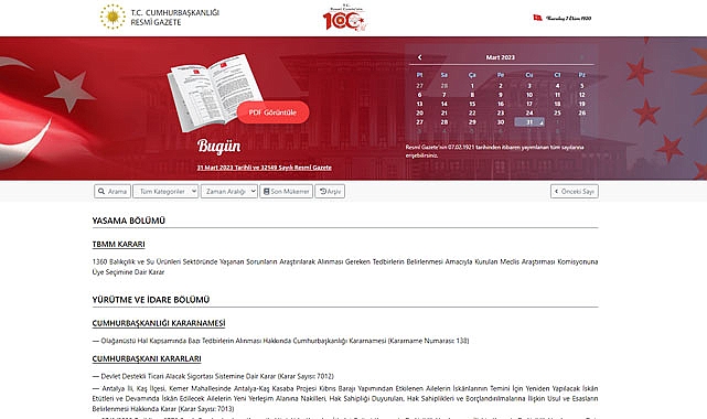 Resmi Gazete 31 Mart 2023
