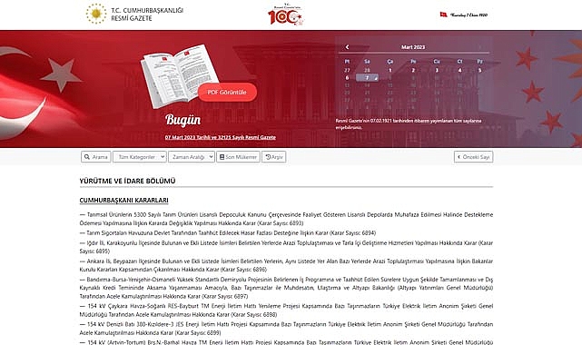 Resmi Gazete 7 Mart 2023 kararları