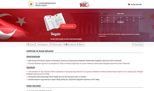 Resmi Gazete 9 Mart 2023