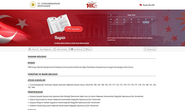 Resmi Gazete 1 Nisan 2023 tarihinde hangi kararlar yürürlüğe girdi?