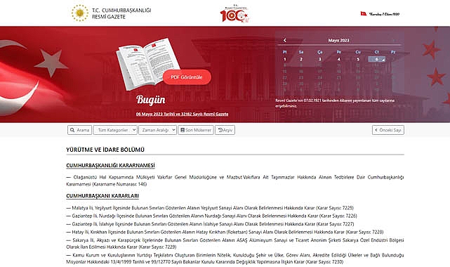 Resmi Gazete (6 Mayıs 2023)