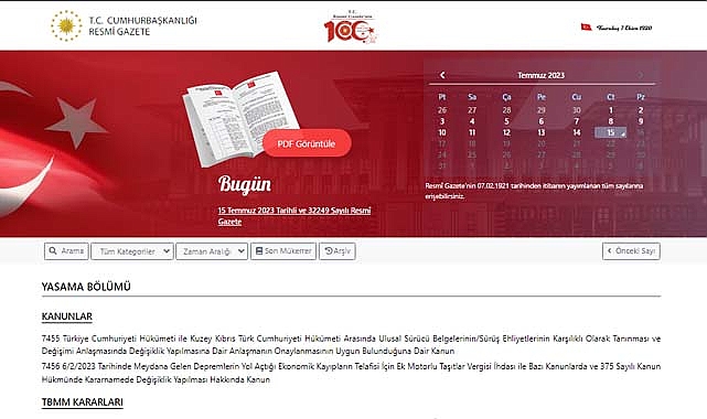 Resmi Gazete (15.07.2023)
