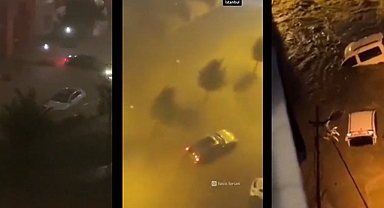 İstanbul'da şiddetli sağanak yolları göle çevirdi! Araçlar adeta su göletlerinde yüzdü...