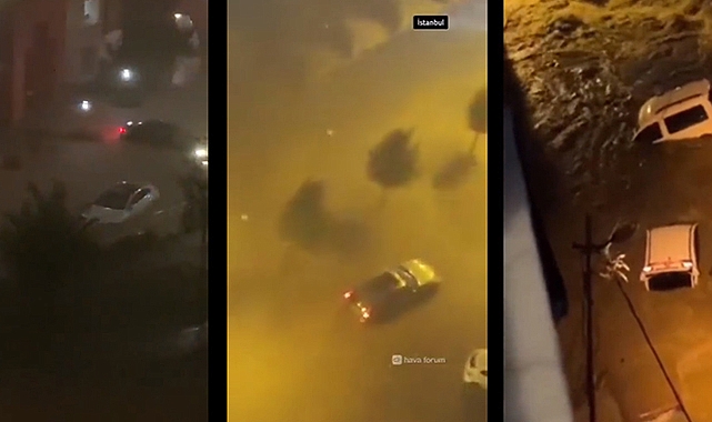İstanbul'da şiddetli sağanak yolları göle çevirdi! Araçlar adeta su göletlerinde yüzdü...