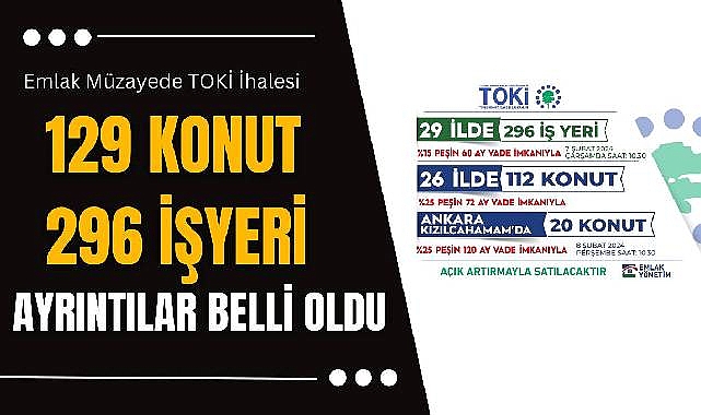 TOKİ çok sayıda ilde ucuz konut ve işyeri satışına başlıyor! Emlak Müzayede üzerinden online teklif ver...