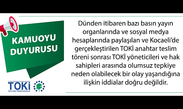 TOKİ'den çıkan haberlere ilişkin açıklama!