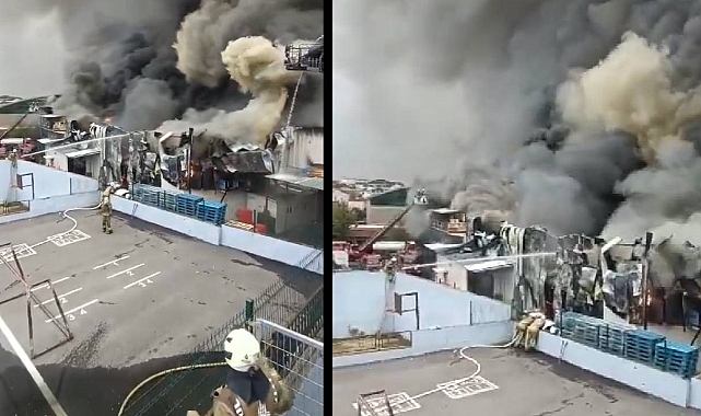 Son dakika İstanbul Sancaktepe'de depo alev alev yanıyor