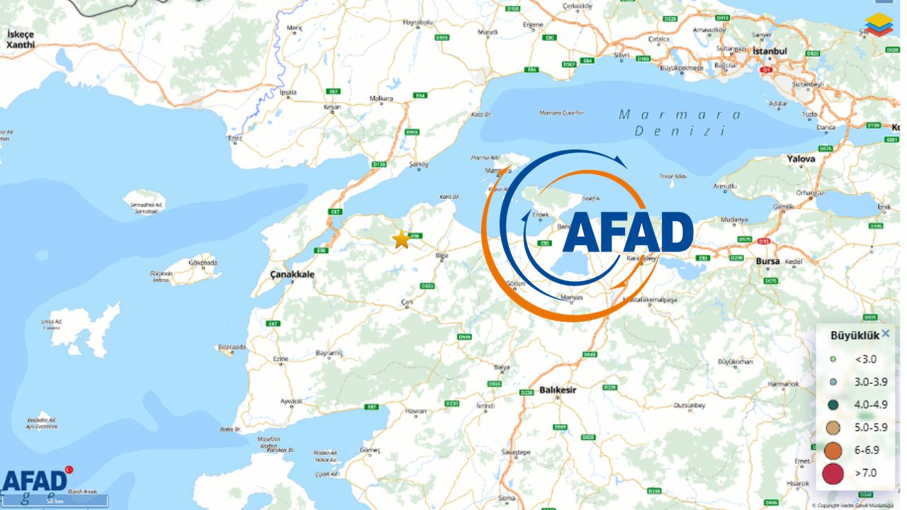 Son dakika AFAD duyurdu: Çanakkale Lapseki'de deprem!