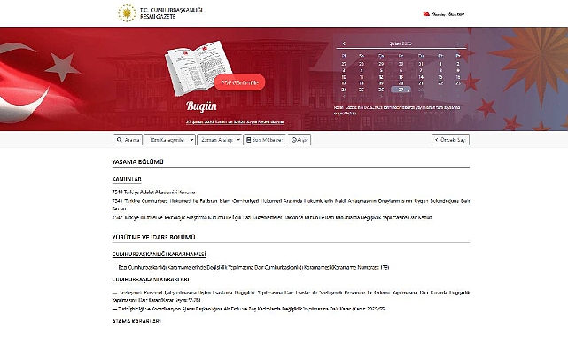 Resmi Gazete'de bugün hangi atamalar, yönetmelik ve kararlar yayınlandı (27.02.2025)