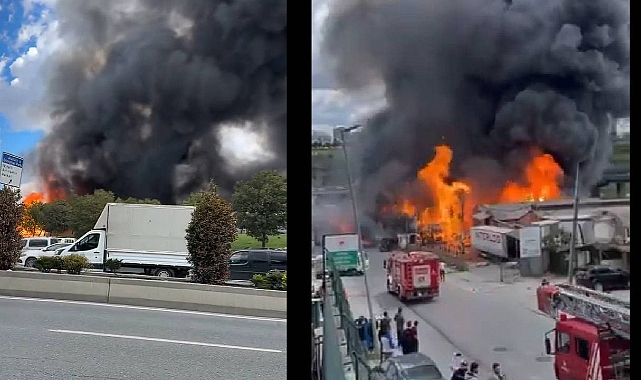 İstanbul İkitelli'de büyük yangın! Art arda patlamalar...