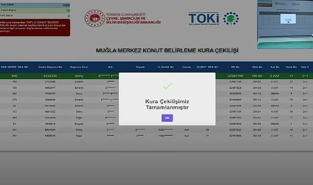 TOKİ Muğla projesinde 1089 başvuru arasından kura sonuçları açıklandı