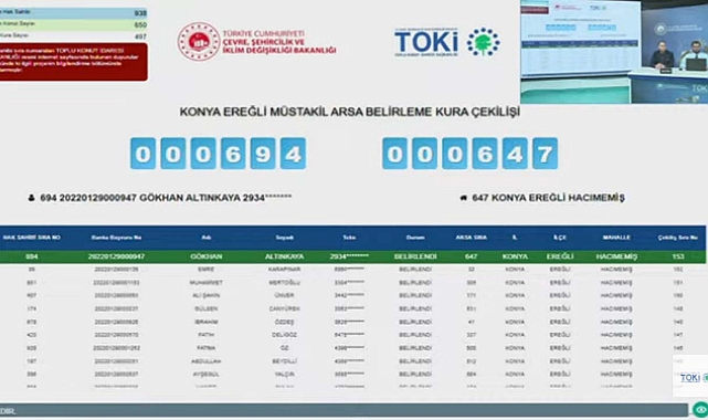 Konya Ereğli'de 938 hak sahibi TOKİ müstakil arsa kura heyecanı yaşadı