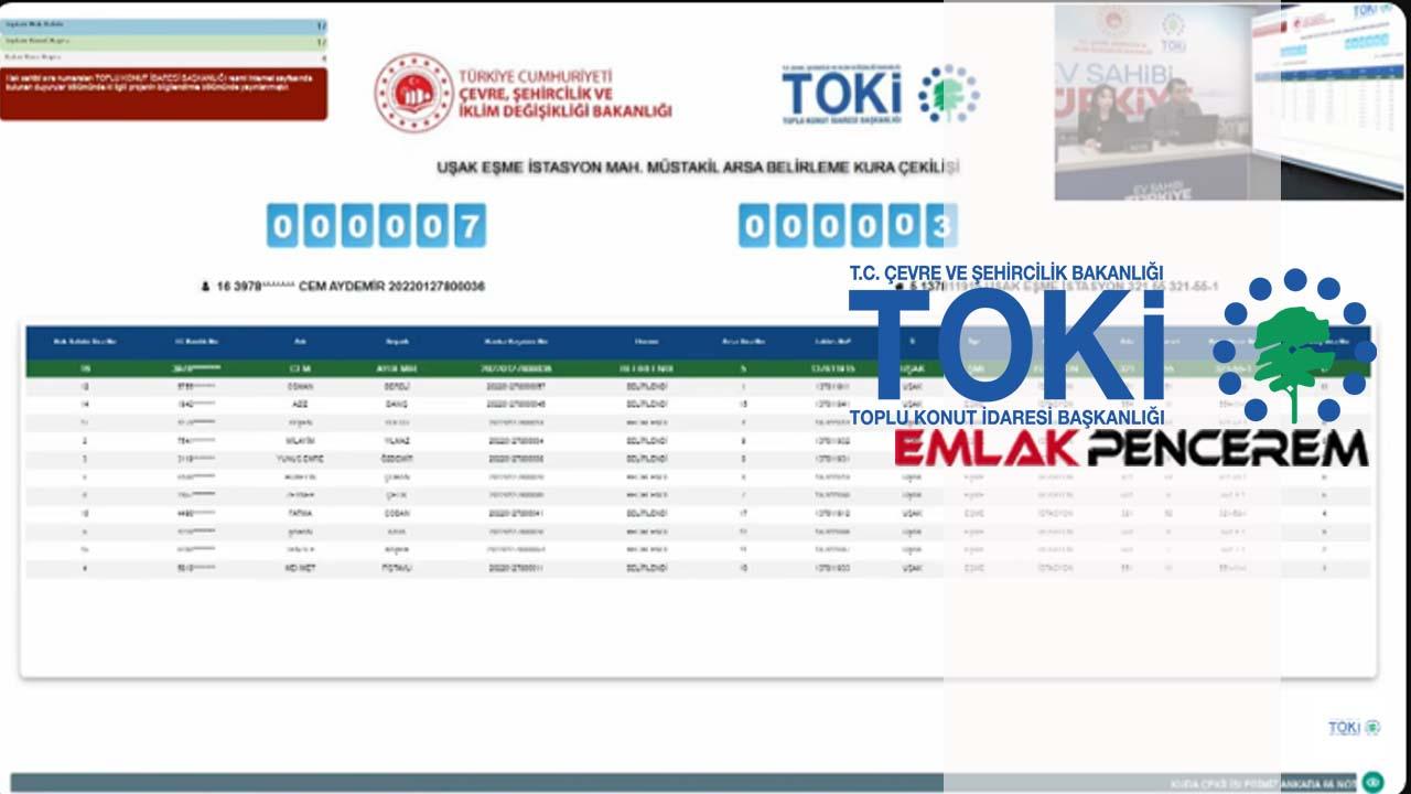 Uşak'ta TOKİ arsa parsel belirleme kura sonuçları açıklandı