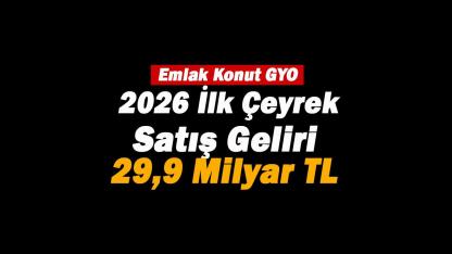 Emlak Konut (EKGYO) satış geliri 1. çeyrekte 29,9 milyar TL