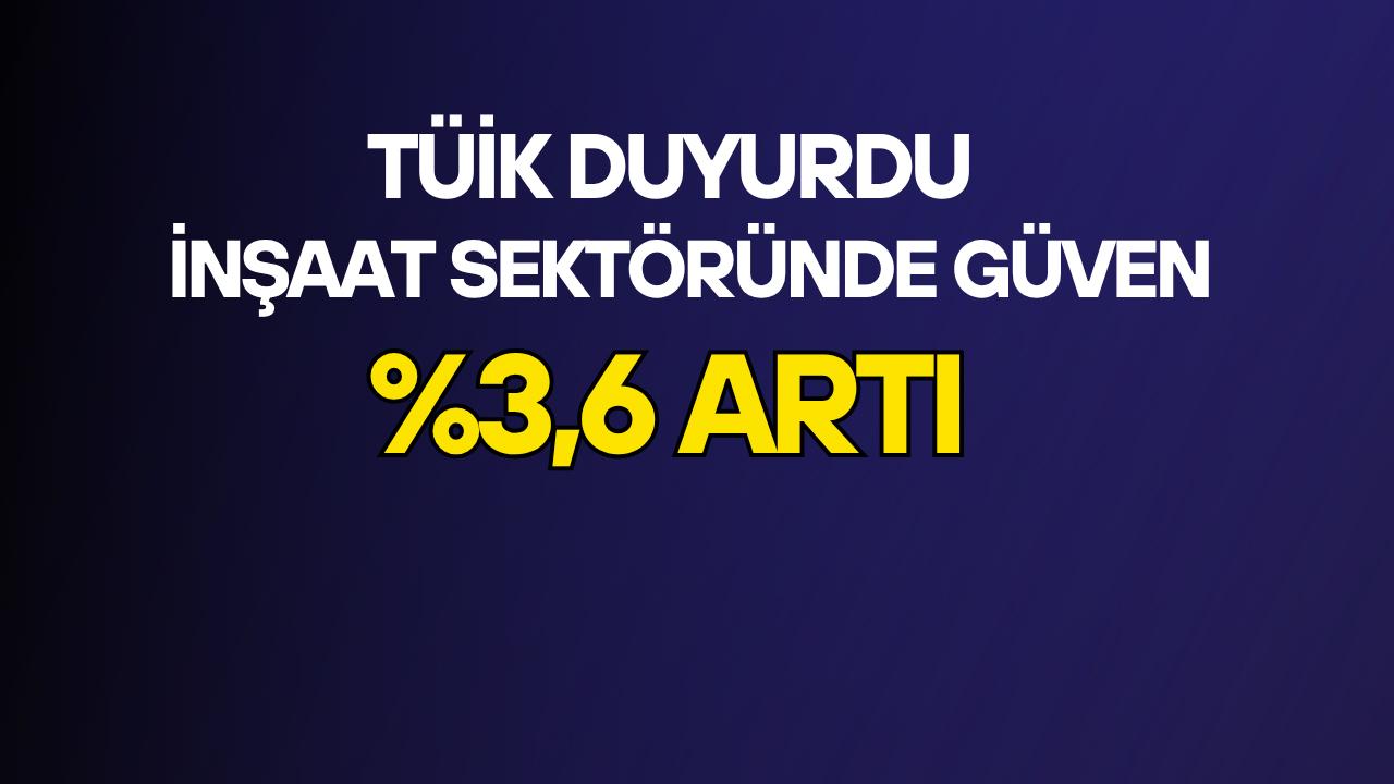 İnşaat sektörü güven endeksi yüzde 3.6 arttı
