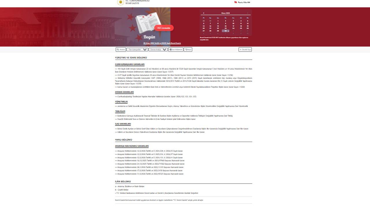 Resmi Gazete 30 Nisan tarihli yeni kararlar