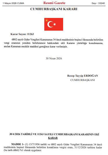Konaklama vergisi yüzde 1'e düşürüldü